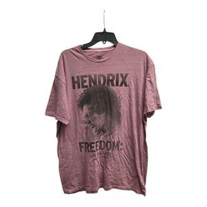 Authentic Hendrix Burgundy 100% Cotton Graphic Freedom Tee L